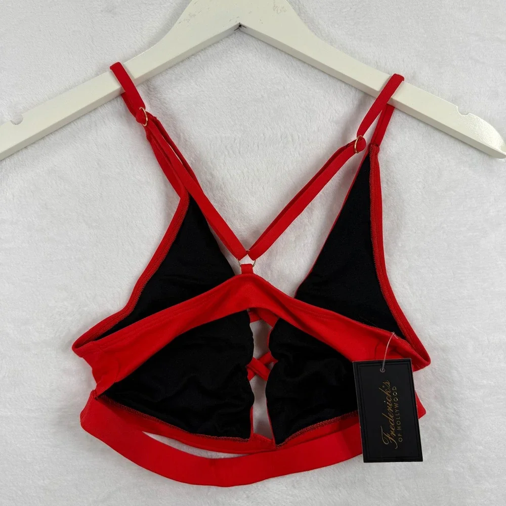 Fredericks of Hollywood Sunset Strap Fiery Red‎ Tie Detail Bikini Top S